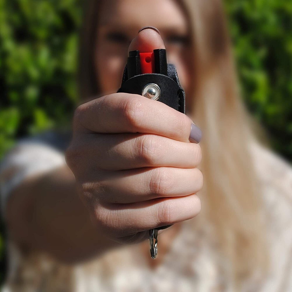 2 PACK BURN Pepper Spray 1/2oz Self Defense Keychain Security Case Black + Pink