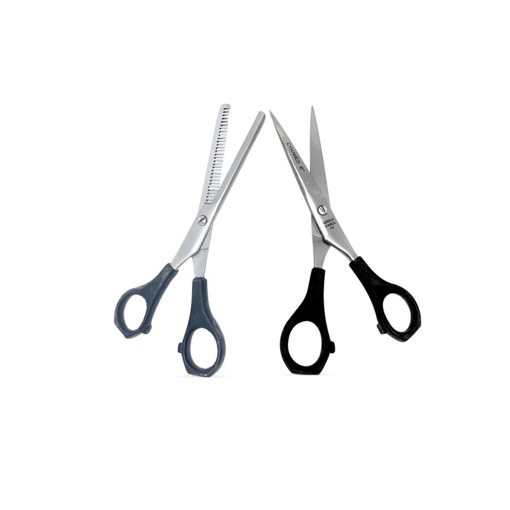 6in. Professional Saloon Hair Cutting & Thinning Scissors with Plastic Handle