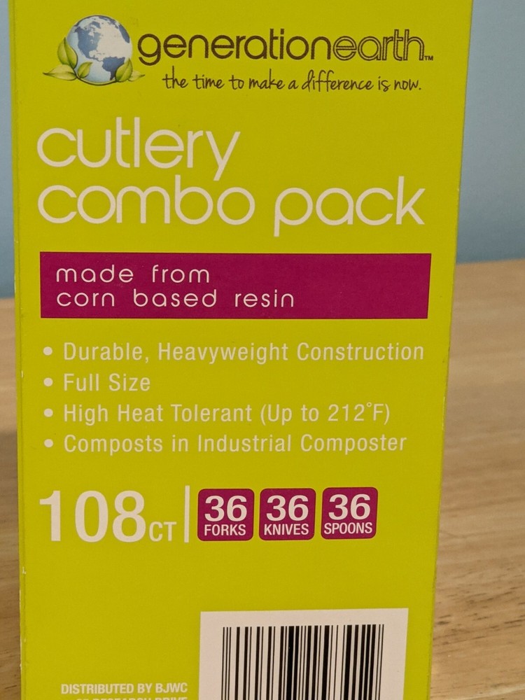 Generation Earth Cutlery Combo Pack Eco-friendly Corn Based Resin - 108 Ct