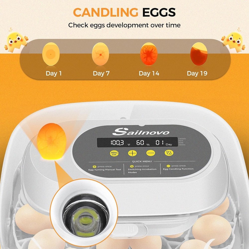 24 Egg Incubators for Hatching Eggs, Digital Poultry Hatcher Automatic Turning--