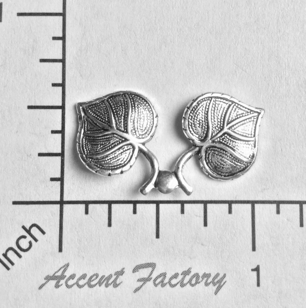 31804 - Double Leaf Jewelry Finding Stamping Silver Oxidized
