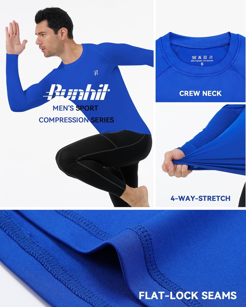 UPF 50+ Men's Compression Shirts, Long Sleeve Compression Shirts Quick Dry, B...