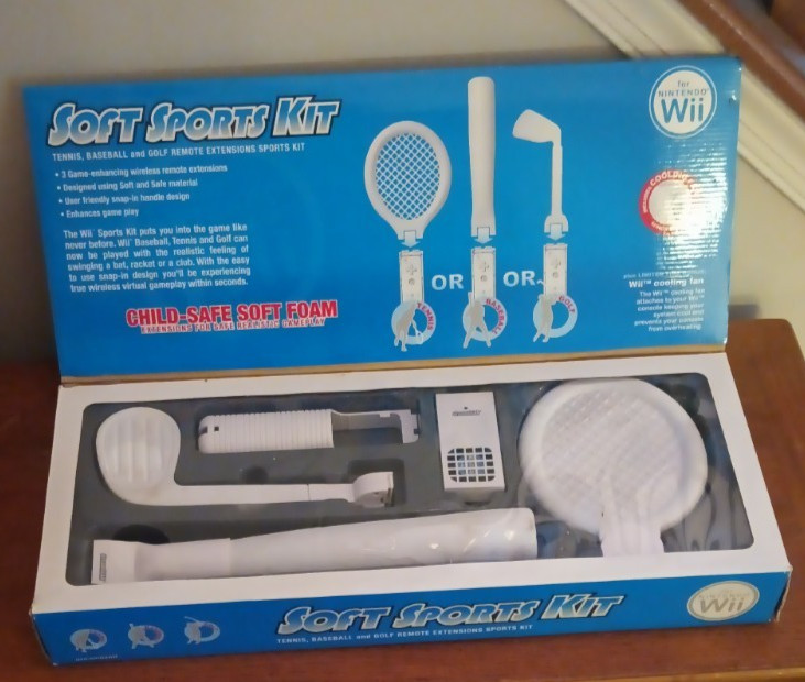 Soft Sports Kit Wii Controller Attachment Tennis, Baseball, Golf Extensions