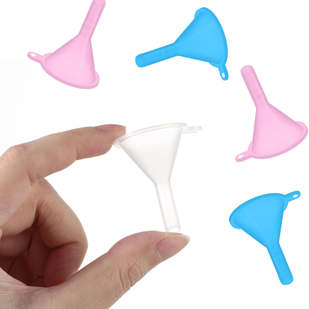 9PCS Plastic Small Funnel, Mini Perfume Funnel Filling Small Tiny Bottles Cap...
