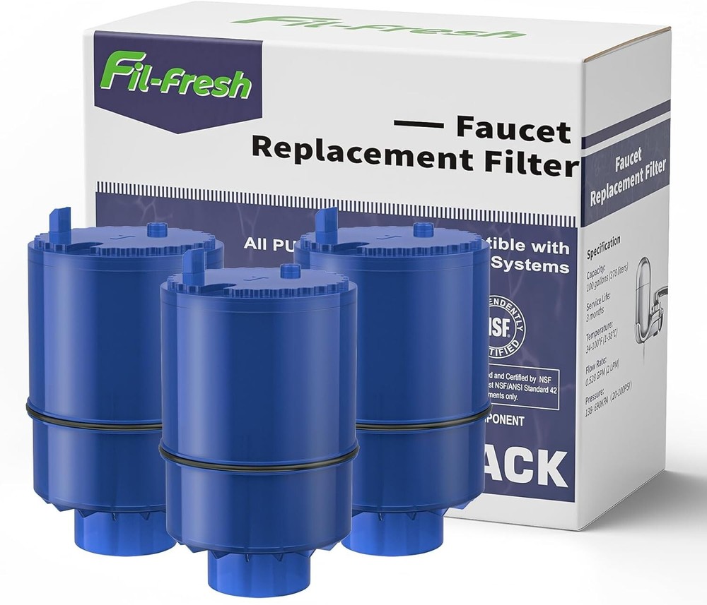 Water Filter Replacement for RF-9999 FM-3700 Faucet, ANSI/NSF Certified, 3 Pack