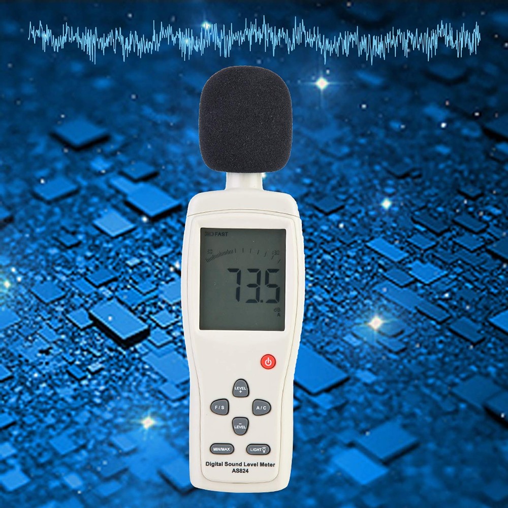 Smart Sensor AS824 Sound Level Meter 0-130 dB range for Frequency Analyzer...