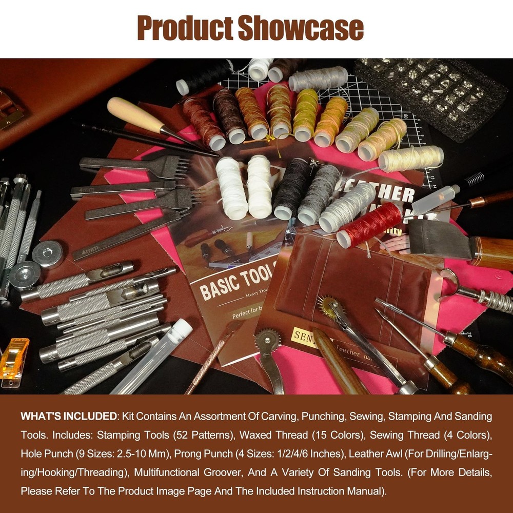Runfider Leather Working Tool Set 588PCS Professional Leather Craft Tools Kit...