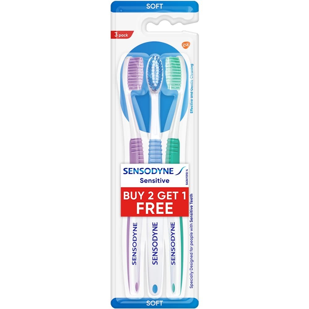 Reusable Sensitive Toothbrush Set 2+1 Pack - Manual Oral Care Essentials