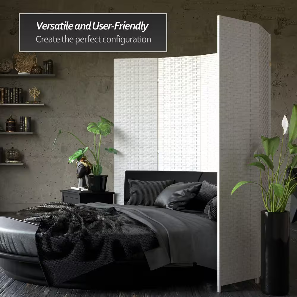 7 Ft. White 3-Panel Room Divider