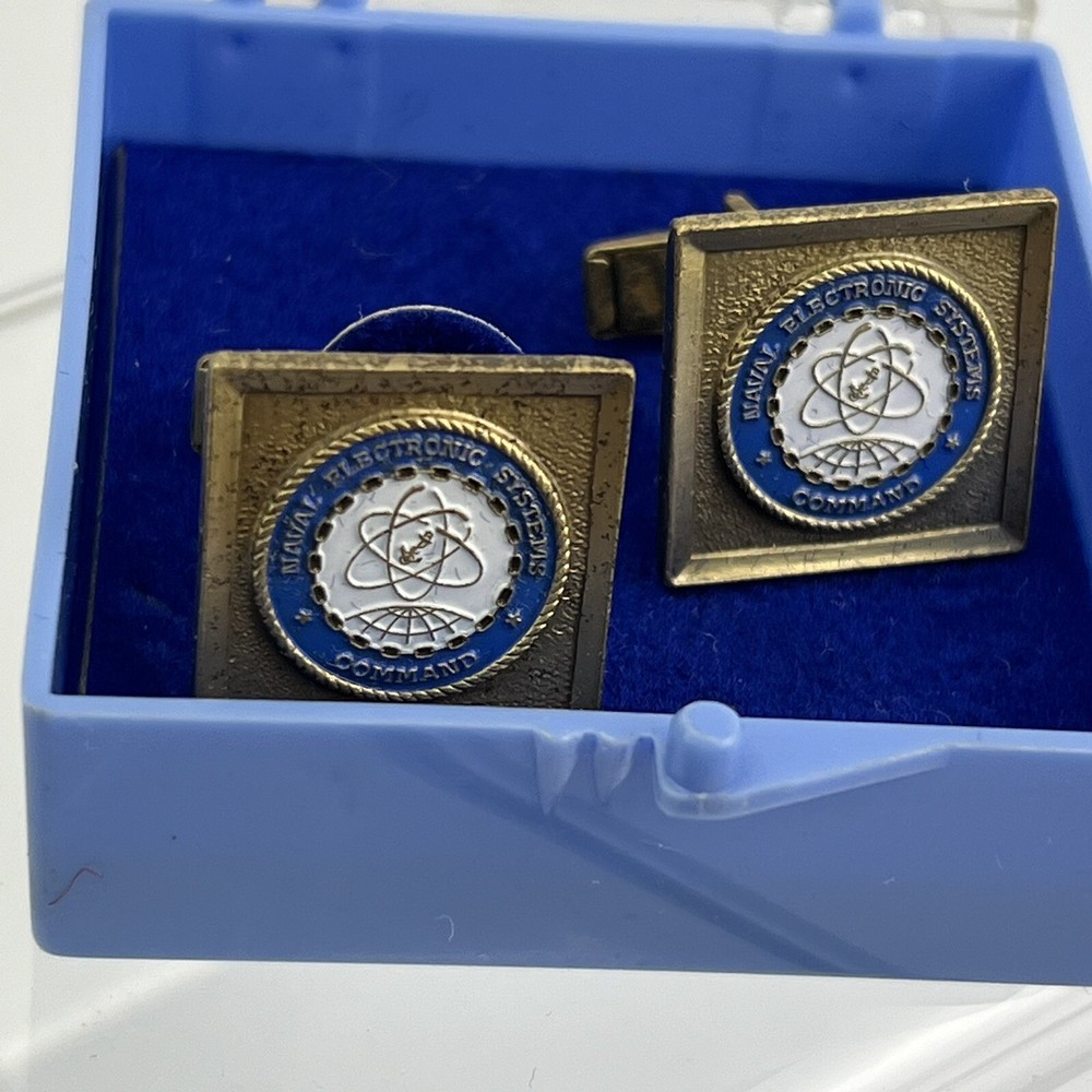 USN NESEA Naval Electronics Systems Engineering Navy NASA Cuff Links Blue White