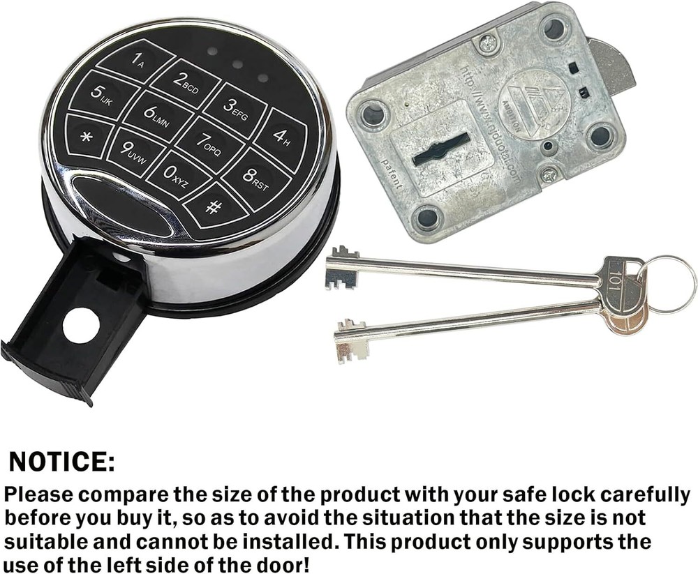 Ambition Safe Lock Replacement Electronic Keypad Lock Left Swing Bolt & 2 Keys