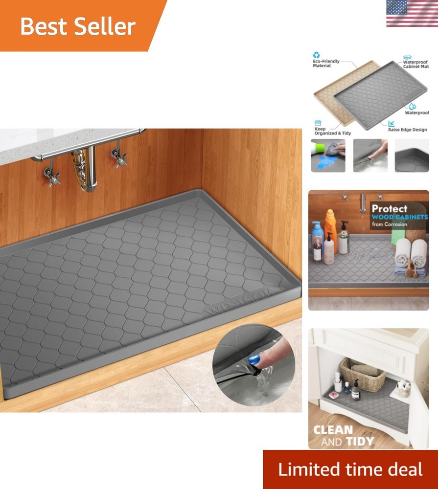 Versatile 34" x 22" Silicone Under Sink Protector - Clean & Worry-Free Solutions