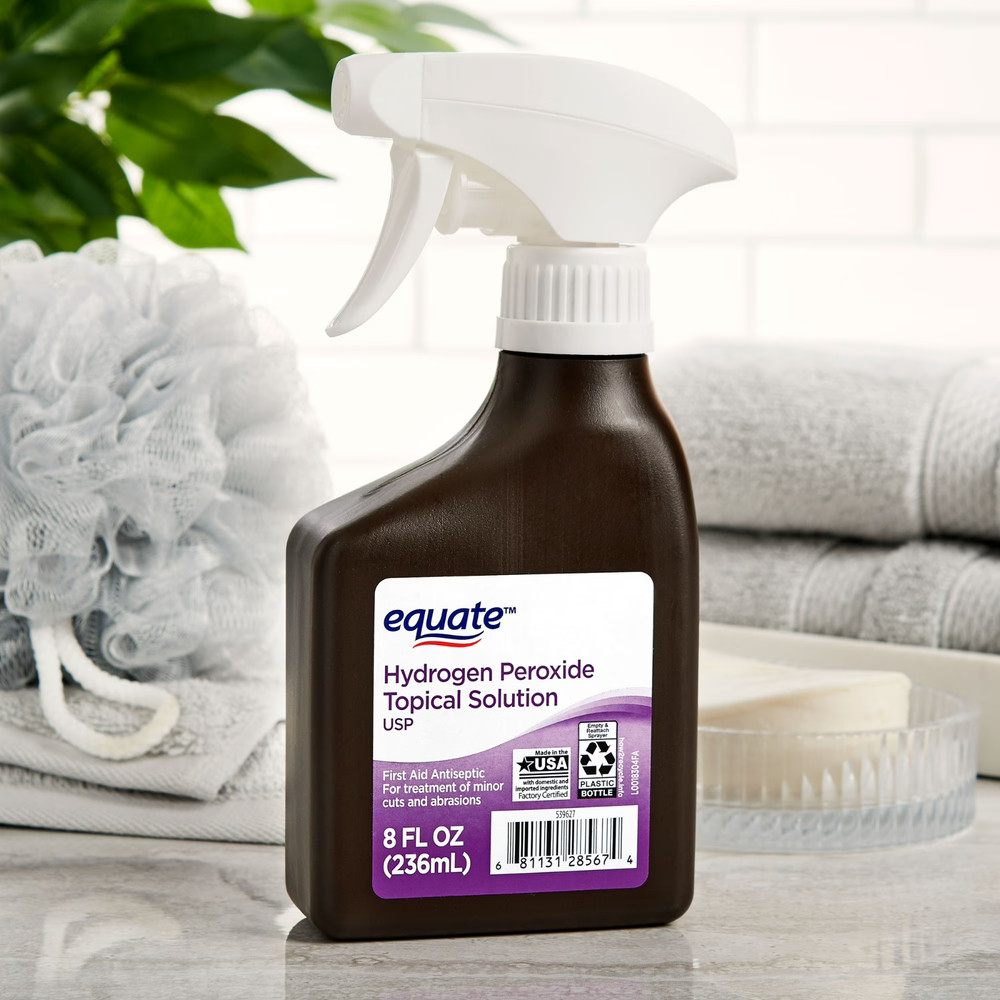 Equate 3% Hydrogen Peroxide Topical Solution Antiseptic Spray, 8 fl oz( pack 2)