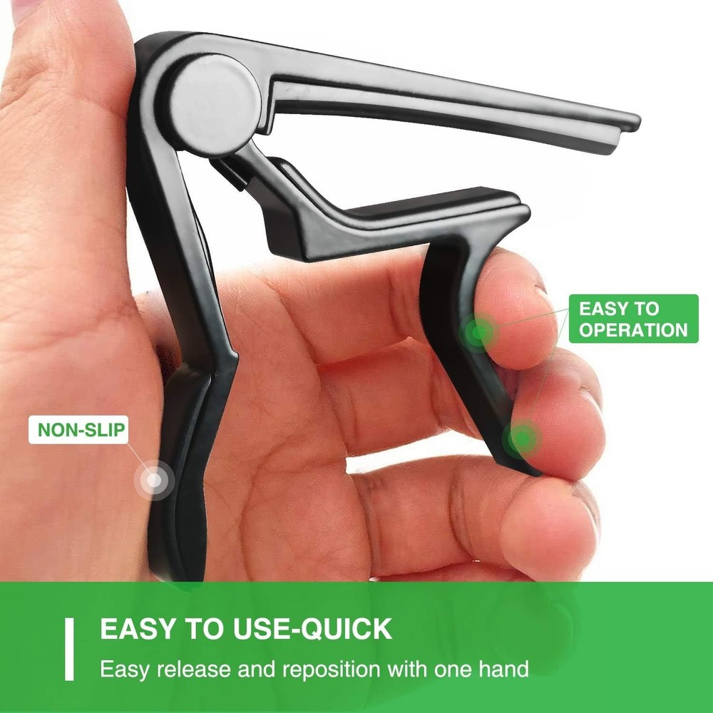 Effortless Key Changes with Modern Black Guitar Capo - 6-String Compatible