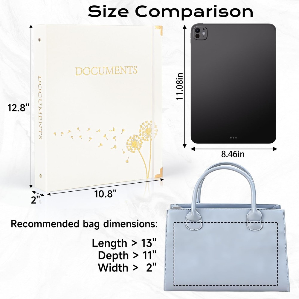 Aesthetic Document Organizer Linen Folio Folders 3Ring Accordion Storage