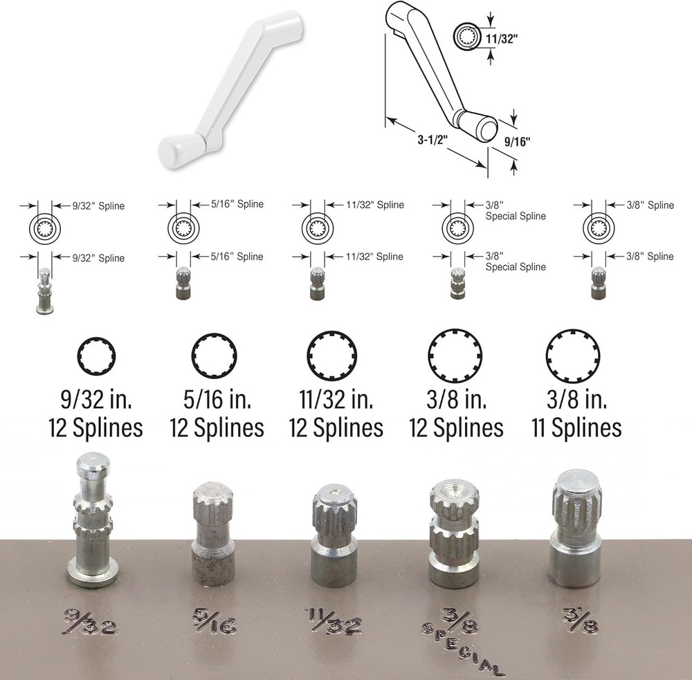 Surface Mount White Casement Operator Crank Handle, 3.5 in Projection, 2 Pack