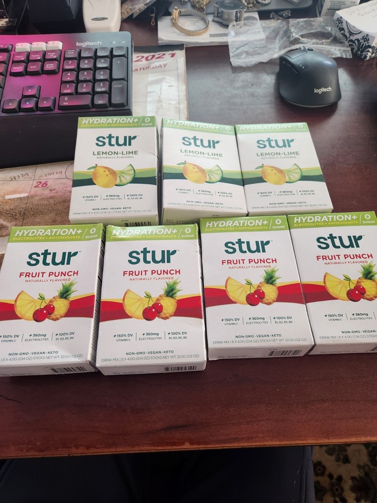 7 boxes Stur Hydration + Fruit Punch & Lemon Lime (8 Sticks Each) ~EXP: 8/26+