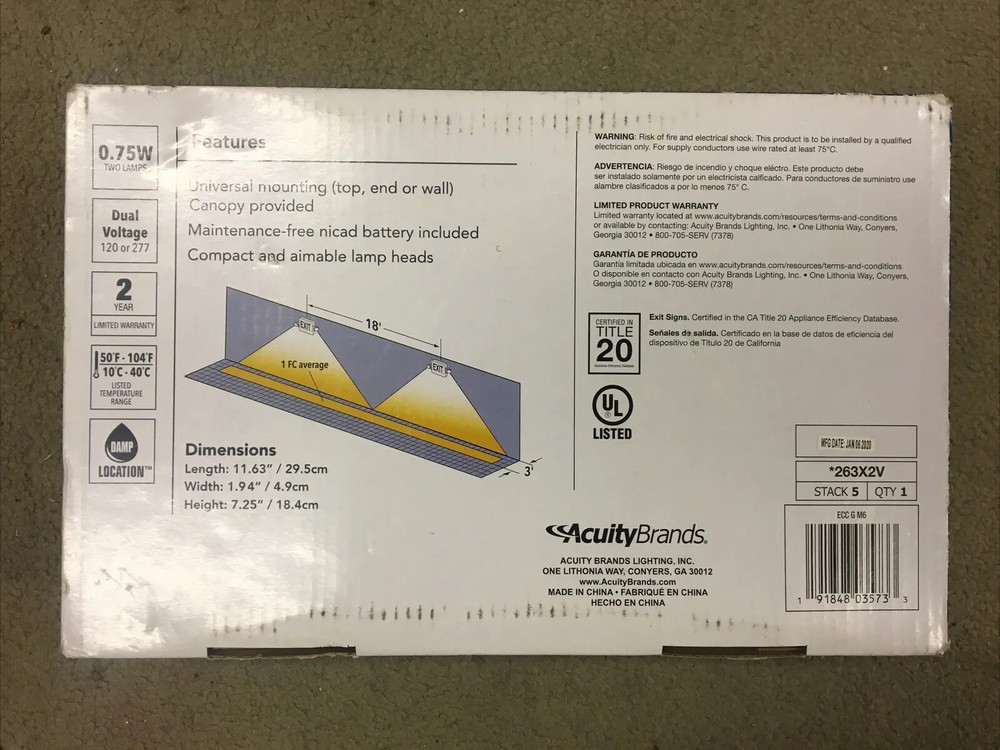 Lithonia Lighting Exit Emergency Combo ECC Series 120/277-Volt Integrated LED