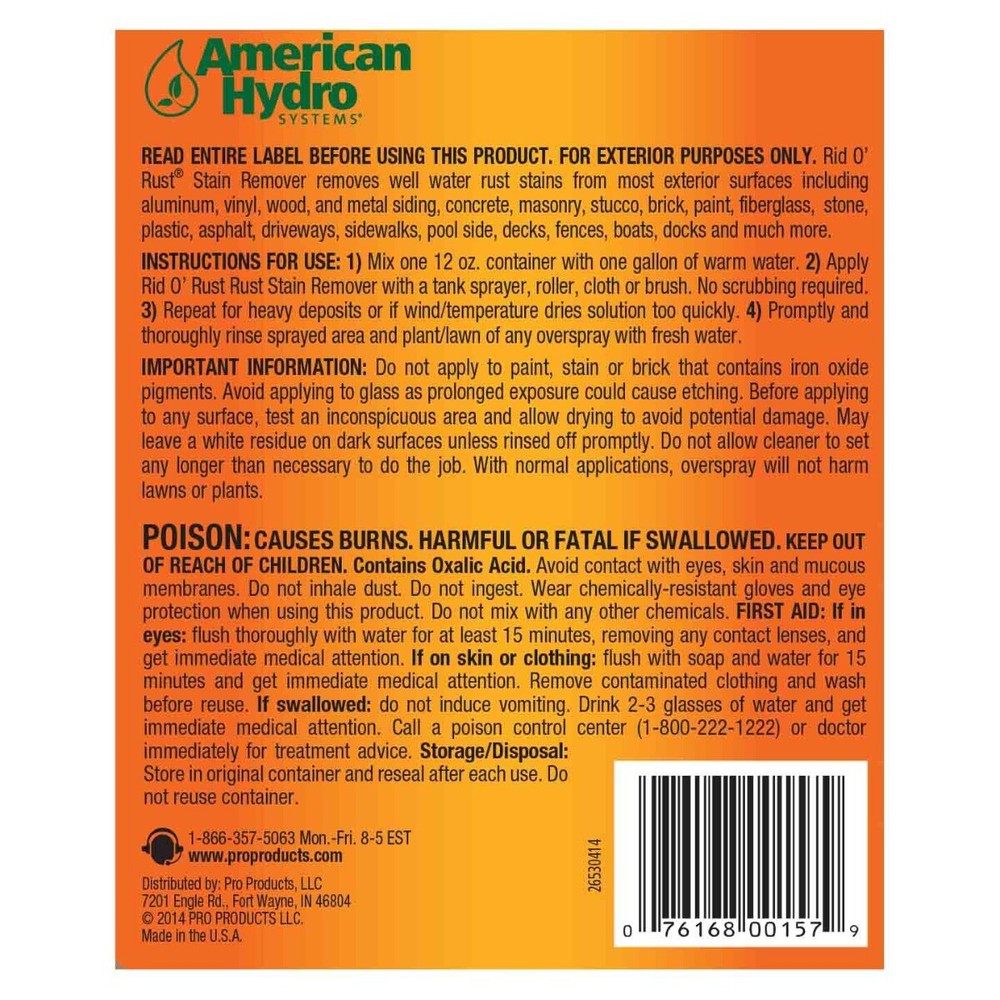 Pro Products 2653 Rid O Rust Rust Stain Remover