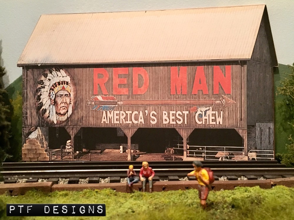 * O Scale Scratch Built "RED MAN BARN" Farm Building Front/Flat, MTH Lionel *