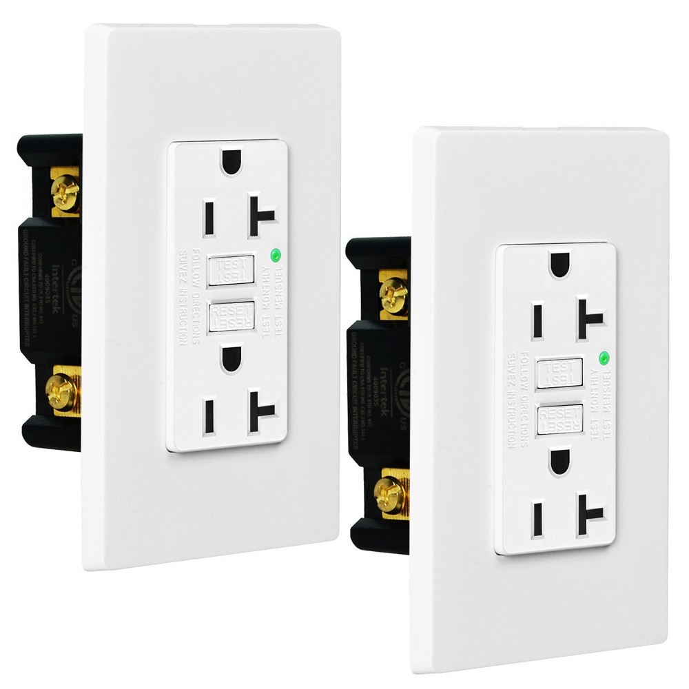 2PK Non-TR 20 AMP Decorate GFCI Wall Outlet Indicator Test Reset Button Easy Ins