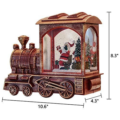 Eldnacele Singing Christmas Train Snow Globe with Music & Timer, Lighted-up