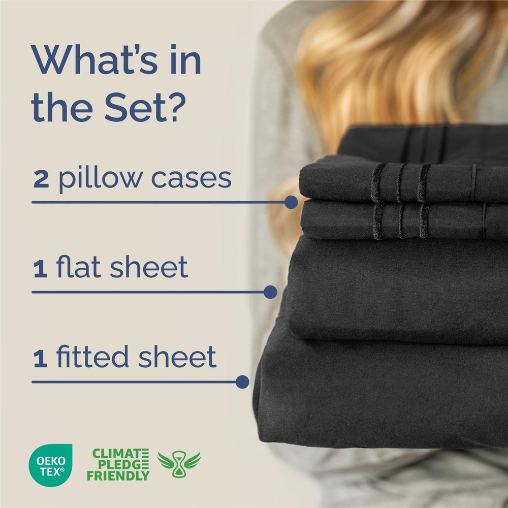 King Size 4 Piece Sheet Set - Comfy Breathable Cooling Bed Sheets Set - Hote...