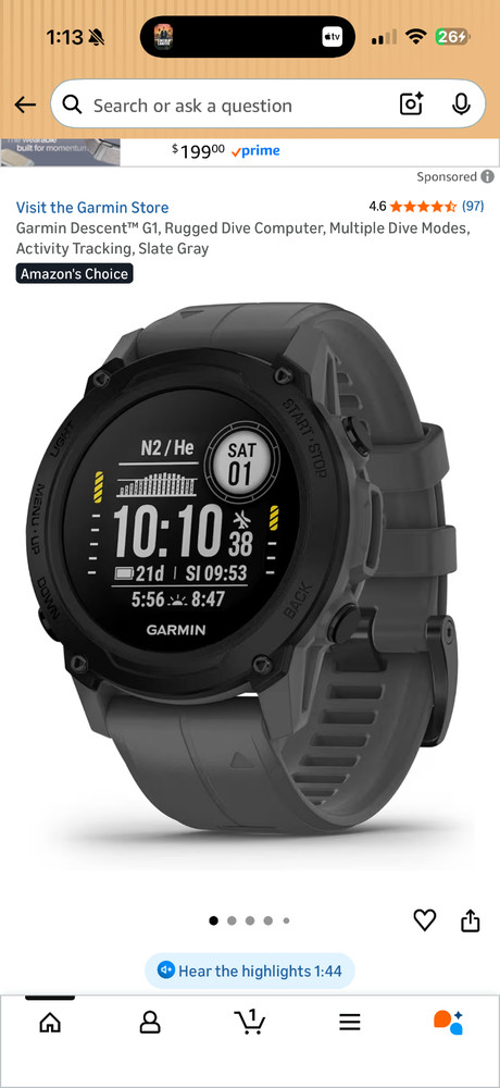 Garmin Descent™ G1, Rugged Dive Computer, Multiple Dive Modes, Activity Tracking