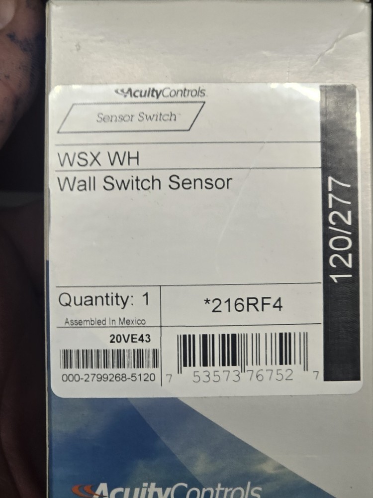 New Acuity Controls Sensor Switch WSX WH Wall Switch Sensor 120/277 Nltwht