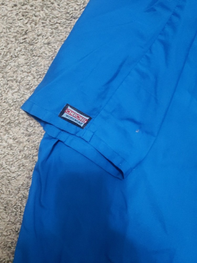 Unisex Cherokee Size Small Blue Scrub Top