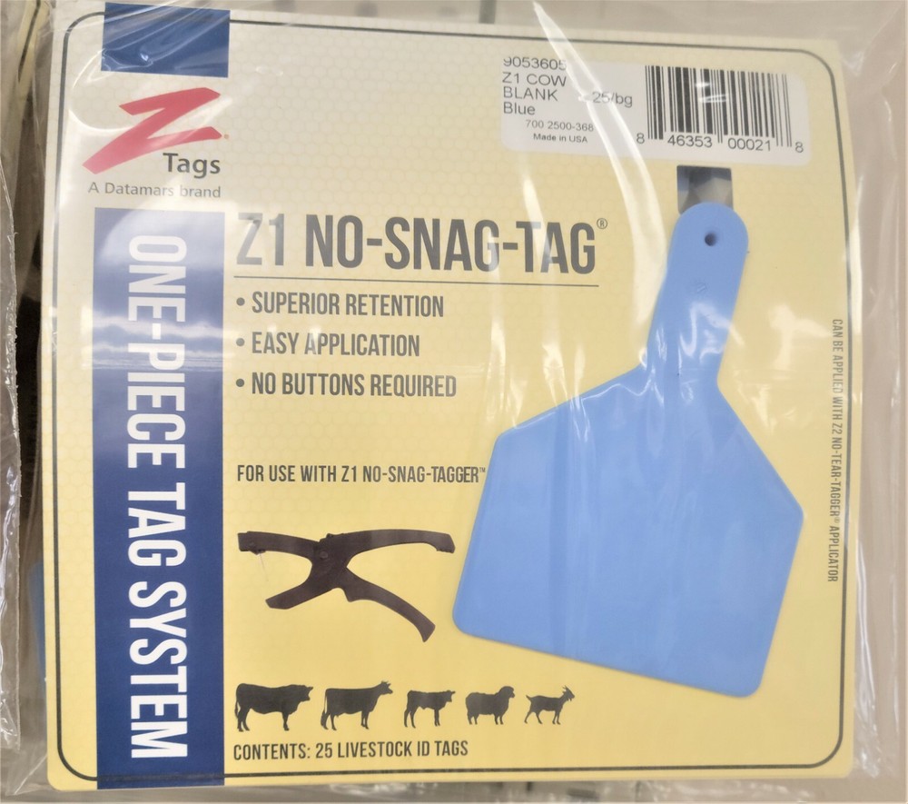 Z Tags Cow Ear Tags Blank Blue 25 Count