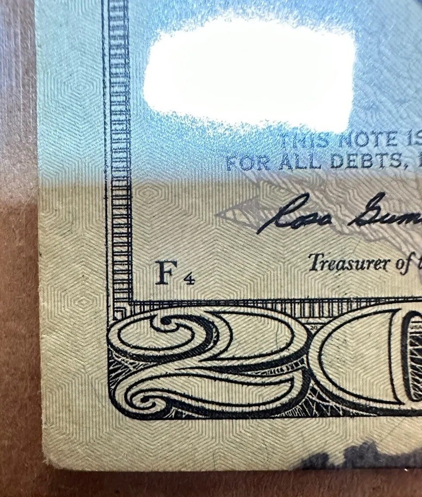 $20 BILL INK SMEAR ERROR & OVER INK BLEED THROUGH REVERSE