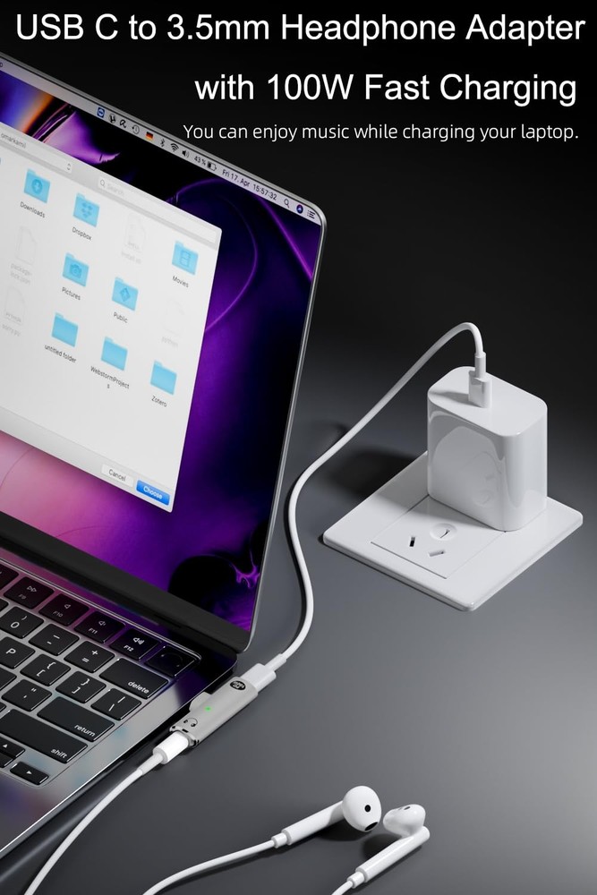 Jadebones USB C to Audio Jack C 3.5mm with Charging, White