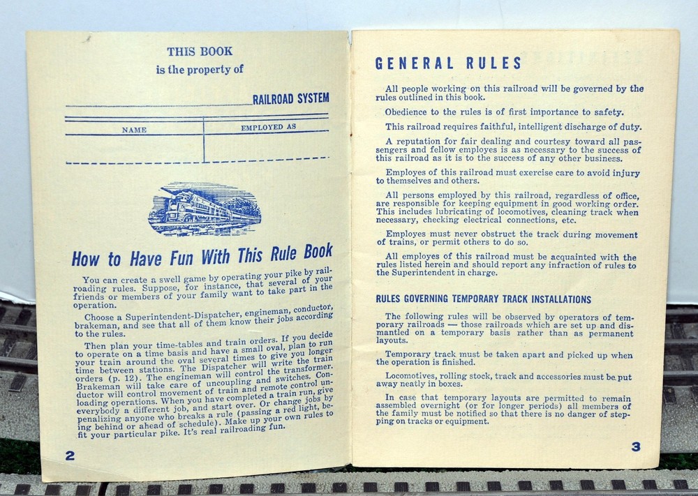 Official Rules For Model Railroading by Lionel - 1952