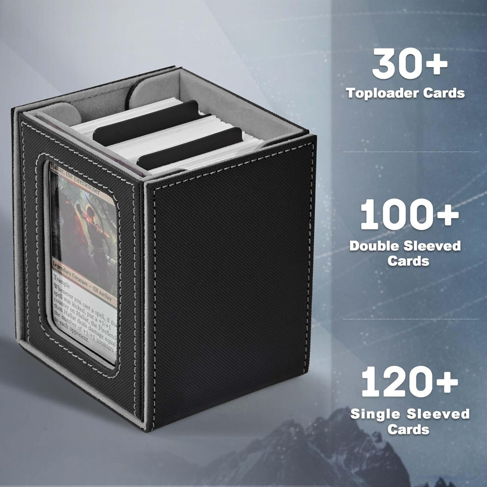 MTG Deck Box with Commander Window Display, Trading Card Storage Box Holds 100 D