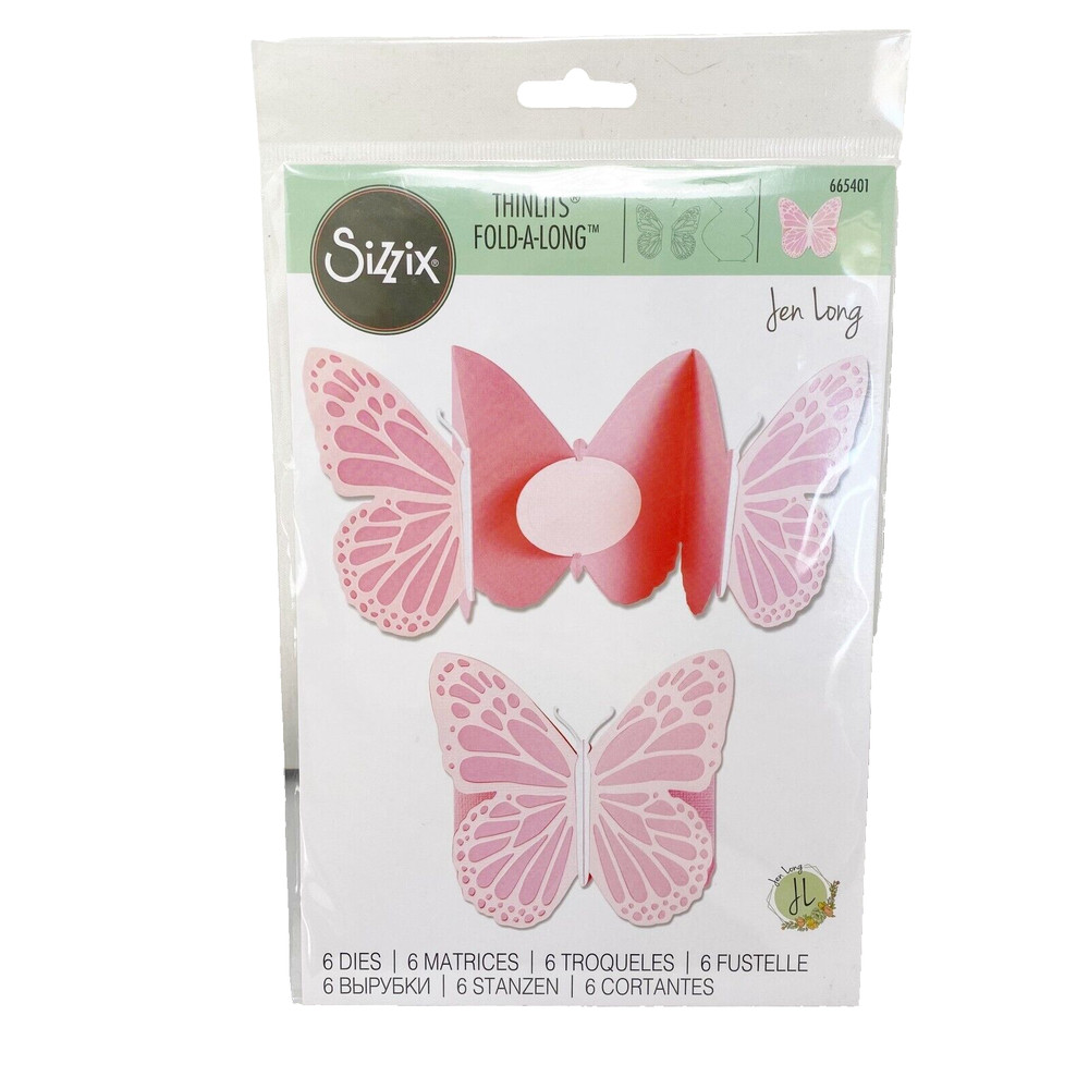 Sizzix Thinlits Butterfly Fold Along Card Jen Long Cutting Dies 665401 NEW