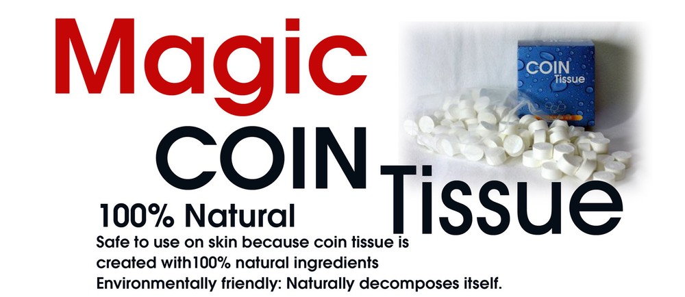 Compressed Coin Tissue - Magic Coin Tissue, 4x500pc (2000pc) Bulk Packaging