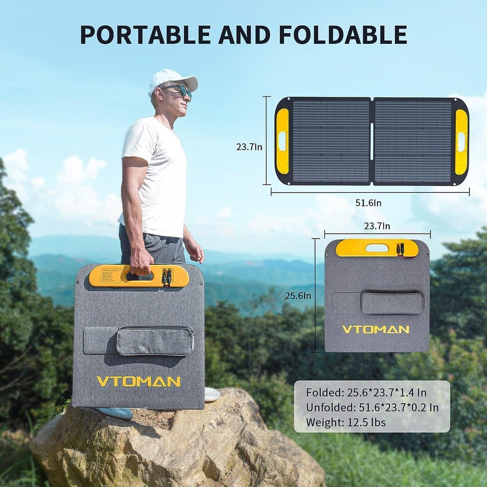 VTOMAN VS110 Portable Solar Panel 110W 19V 23% Efficiency Foldable Solar Panel