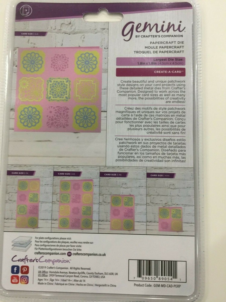 New Crafter's Companion - CREATE-A-CARD Patchwork Dies- Periwinkle Patchwork