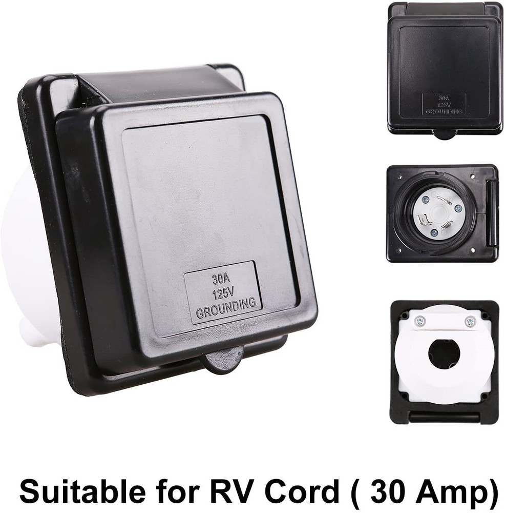 RV Power Inlet 125V 30 AMP Power Plug Twist Lock Inlet 3 Stainless Steel Pins US