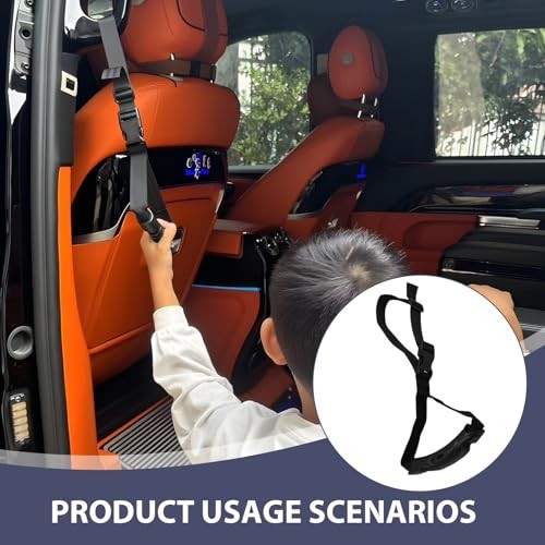 Car Handle Strap, 2 Pack Auto Cane Grab Bar with Adjustable Polyester Webbing