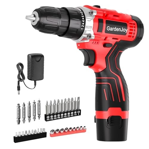 Cordless Power Drill Set: 12V Electric Drill 12V - 1 Battery - Red - Basic