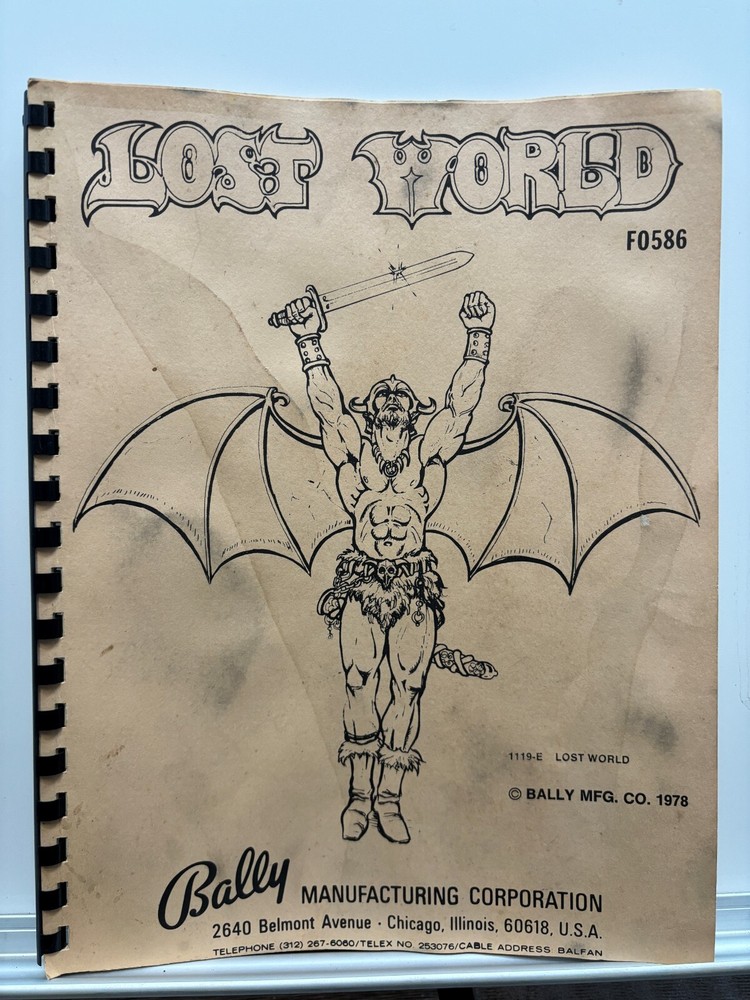 ORIGINAL-BALLY-LOST WORLD-INSTALLATION & GAME OPERATION INSTRUCTIONS