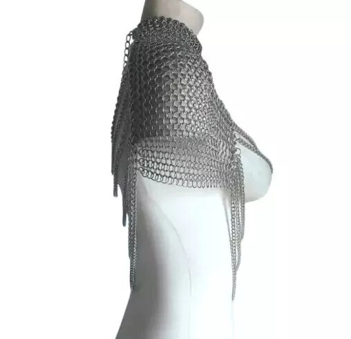 Medieval Chainmail Collar Shoulder Armor Adjustable Chainmail Chain Layered