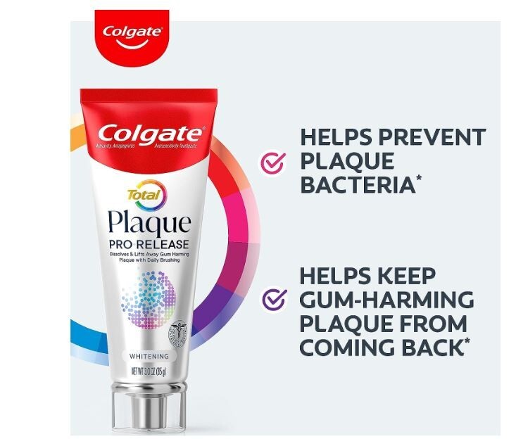 Colgate Total Plaque Pro Release Whitening Toothpaste - 3 oz - 2pk