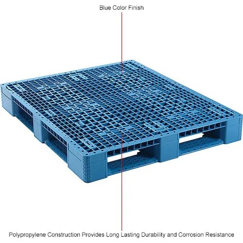 Rackable & Stackable Pallet, Poly, 4-Way, 48"x40", 30000 Lb Stat Cap, Blue