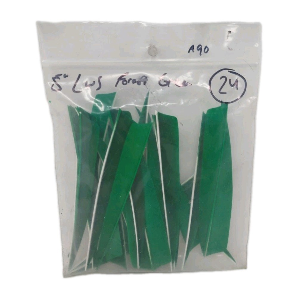 24 Count Archery Arrow Feathers 5" Left Wing Shield: Forest Green