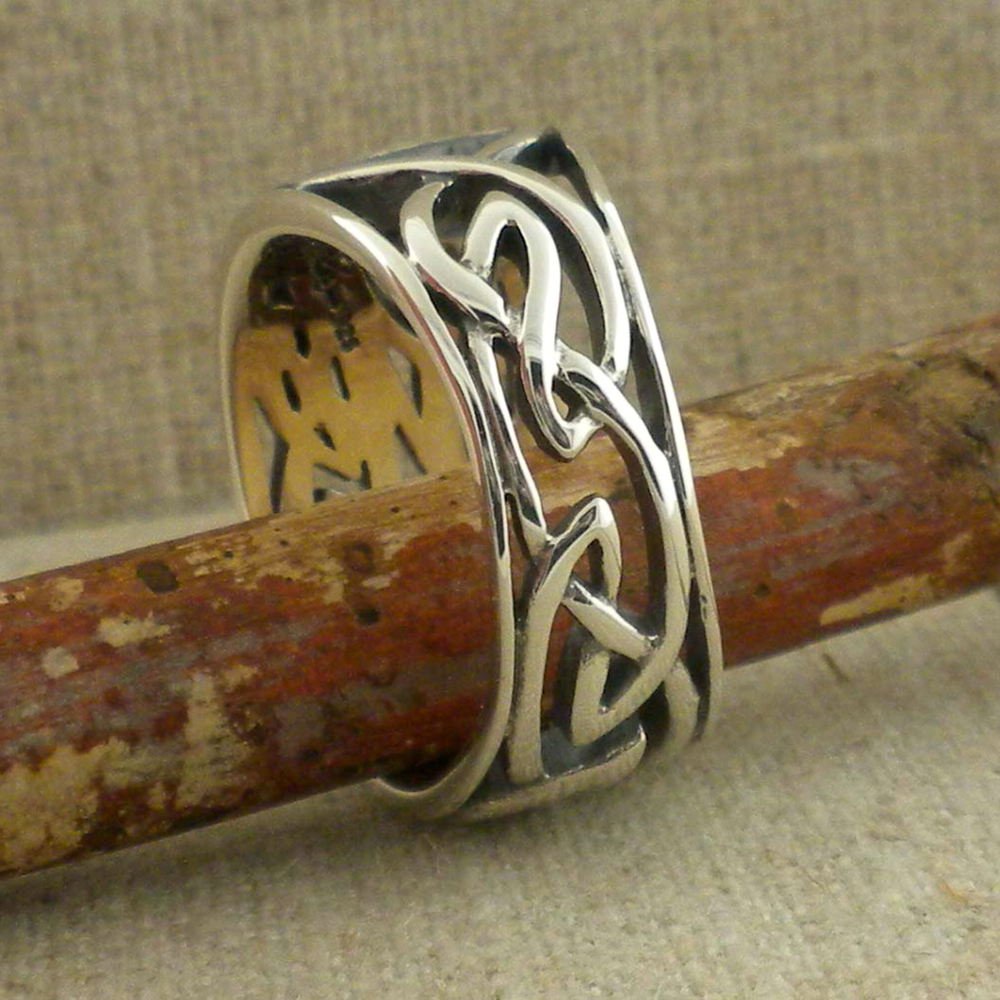 Sterling Silver & 10K Wide Celtic Ring KEITH JACK Design Size 11 or 11.5