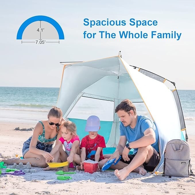 Beach Tent, 3-4 persons, Portable, Blue | WolfWise