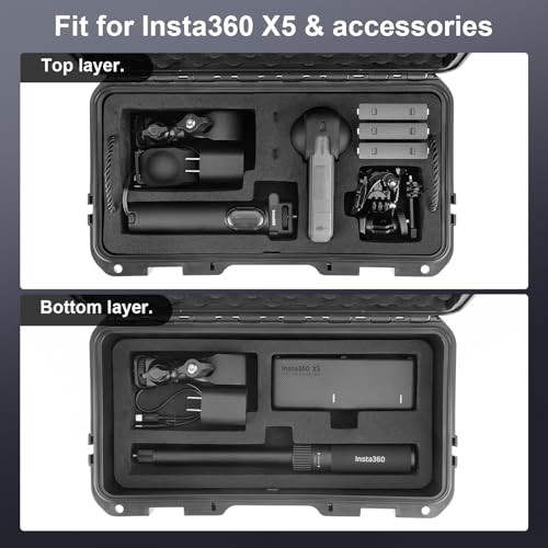 Waterproof Hard Case Compatible with Insta360 X5 / Insta360 X4 Action Camera